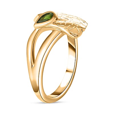 Chrome Diopside and Kanchanaburi Blue Sapphire 0.26 ctw Fancy Ring in Vermeil Yellow Gold Over Sterling Silver (Size 9)