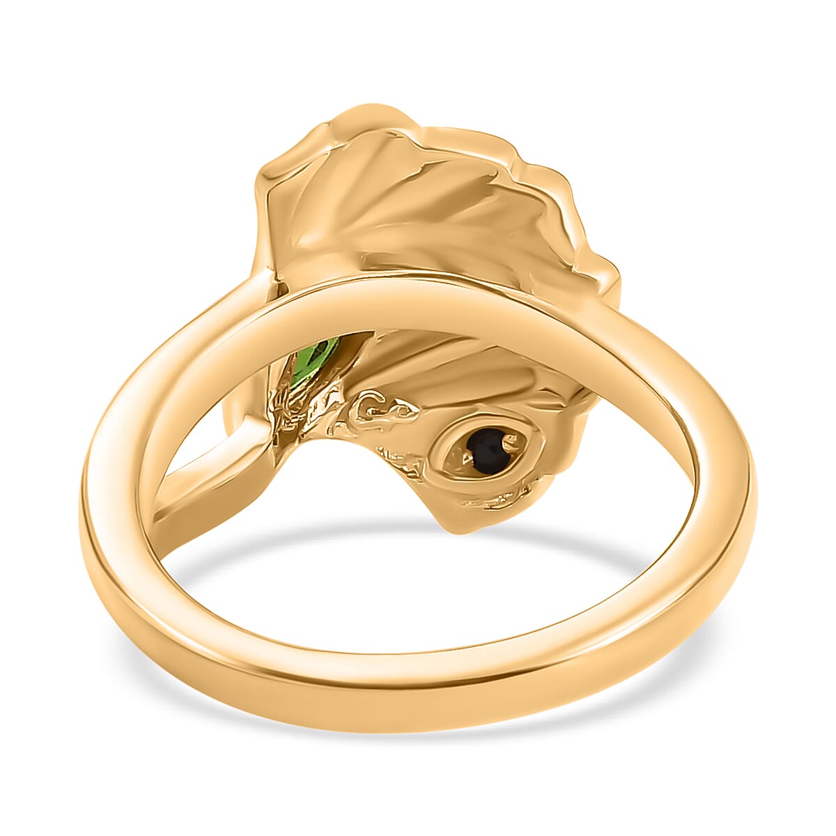 Chrome Diopside and Kanchanaburi Blue Sapphire 0.26 ctw Fancy Ring in Vermeil Yellow Gold Over Sterling Silver (Size 9)