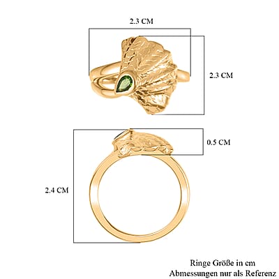Chrome Diopside and Kanchanaburi Blue Sapphire 0.26 ctw Fancy Ring in Vermeil Yellow Gold Over Sterling Silver (Size 9)