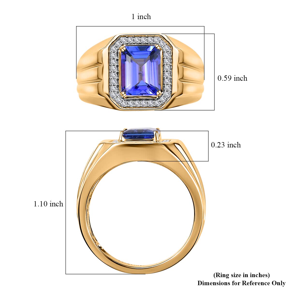 Luxoro 14K Yellow Gold AAA Tanzanite and G-H I2 Diamond Men's Ring (Size 12.0) 8.10 Grams 2.65 ctw image number 5
