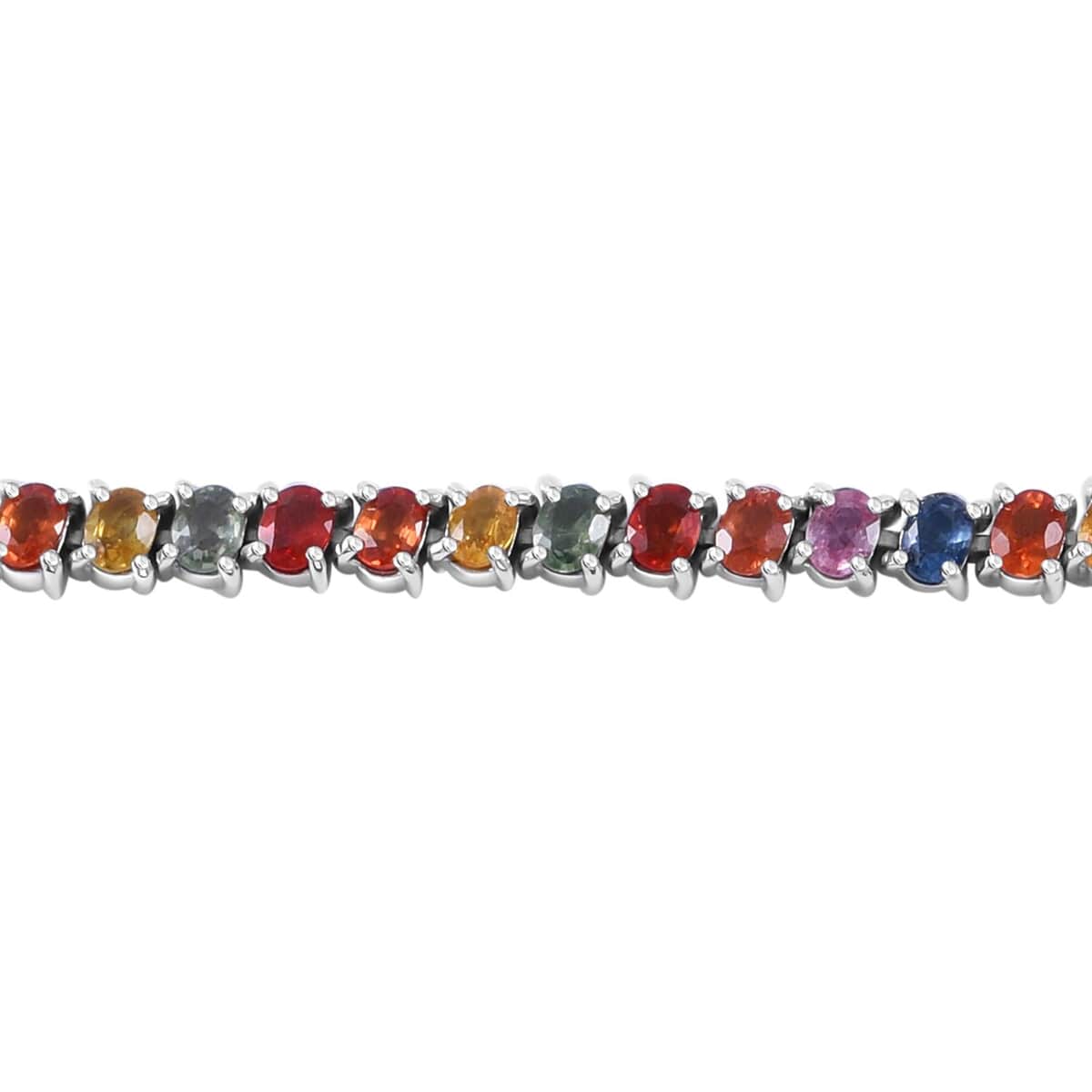 Multi Sapphire Tennis Bracelet in Platinum Over Sterling Silver (6.50 In) 10.60 ctw image number 1