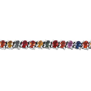 Multi Sapphire Tennis Bracelet in Platinum Over Sterling Silver (6.50 In) 10.60 ctw