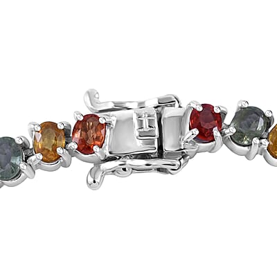 Multi Sapphire Tennis Bracelet in Platinum Over Sterling Silver (6.50 In) 10.60 ctw