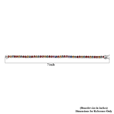 Multi Sapphire Tennis Bracelet in Platinum Over Sterling Silver (6.50 In) 10.60 ctw