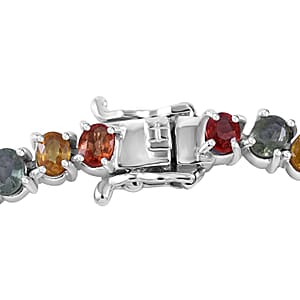 Multi Sapphire Tennis Bracelet in Platinum Over Sterling Silver (7.25 In) 11.00 ctw