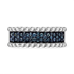 Blue Diamond 0.50 ctw Ring in Platinum Over Sterling Silver (Size 6.5)