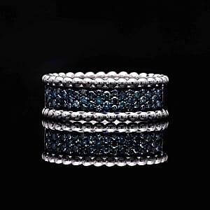 Blue Diamond 0.50 ctw Ring in Platinum Over Sterling Silver (Size 6.5)
