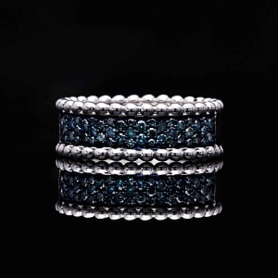 Blue Diamond 0.50 ctw Ring in Platinum Over Sterling Silver (Size 6.5)