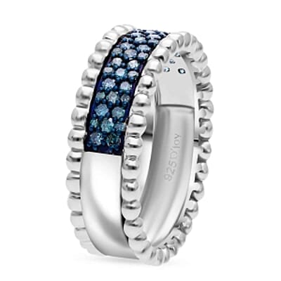 Blue Diamond 0.50 ctw Ring in Platinum Over Sterling Silver (Size 6.5)