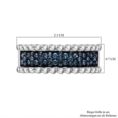 Blue Diamond 0.50 ctw Ring in Platinum Over Sterling Silver (Size 6.5)