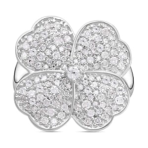 White Diamond 1.01 ctw Ring in Platinum Over Sterling Silver (Size 6.5) (6.55 g)
