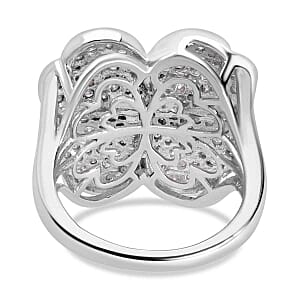 White Diamond 1.01 ctw Ring in Platinum Over Sterling Silver (Size 6.5) (6.55 g)