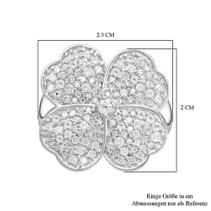 White Diamond 1.01 ctw Ring in Platinum Over Sterling Silver (Size 6.5) (6.55 g)
