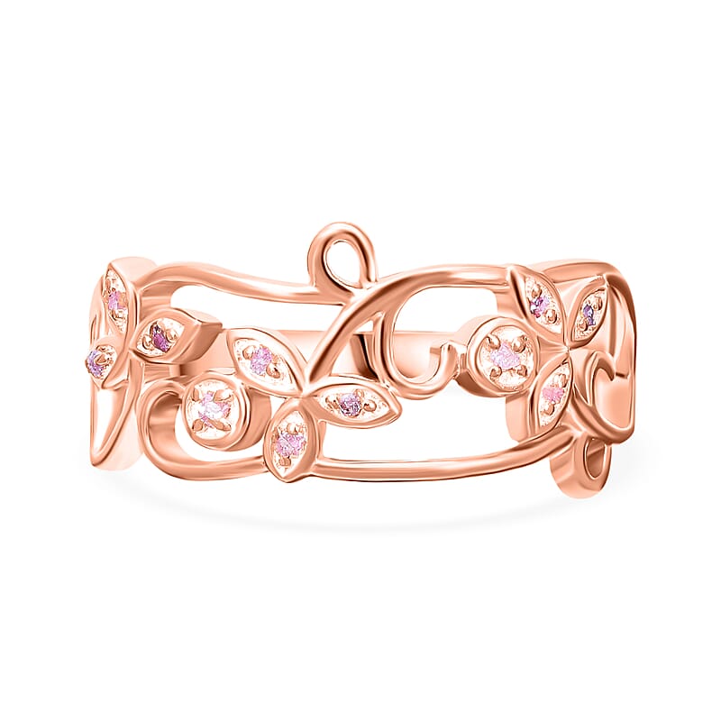 Uncut Natural Pink Diamond Ring in Vermeil Rose Gold Over Sterling Silver (Size 10.0) 0.05 ctw