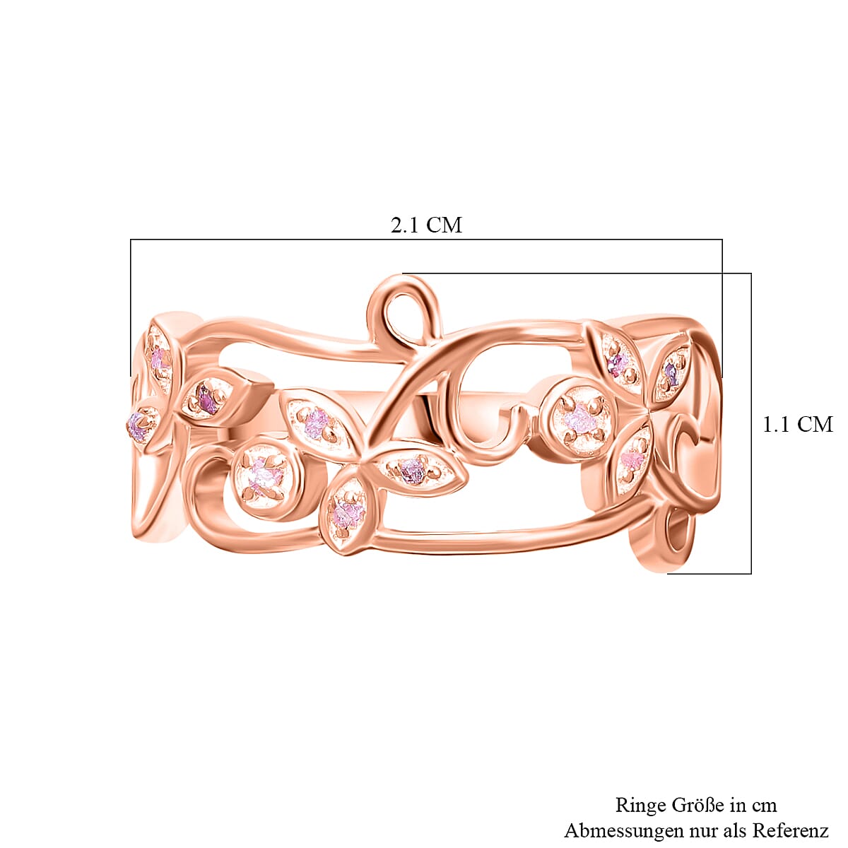 Uncut Natural Pink Diamond Ring in Vermeil Rose Gold Over Sterling Silver (Size 10.0) 0.05 ctw