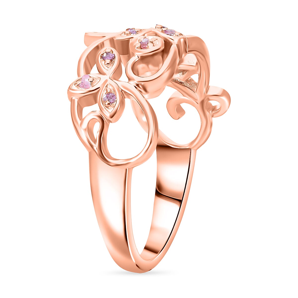 Uncut Natural Pink Diamond Ring in Vermeil Rose Gold Over Sterling Silver (Size 6.0) 0.05 ctw image number 2