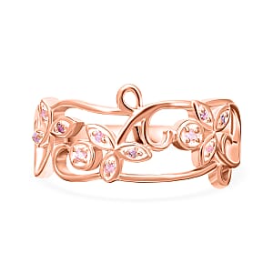 Uncut Natural Pink Diamond Ring in Vermeil Rose Gold Over Sterling Silver (Size 8.0) 0.05 ctw