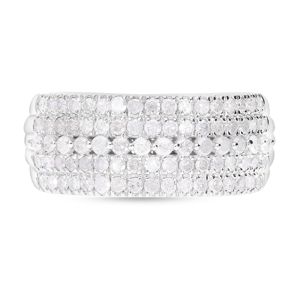White Diamond 1.00 ctw Ring in Platinum Over Sterling Silver (Size 8.0)