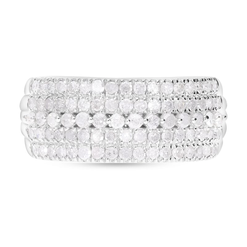 White Diamond 1.00 ctw Ring in Platinum Over Sterling Silver (Size 8.0)