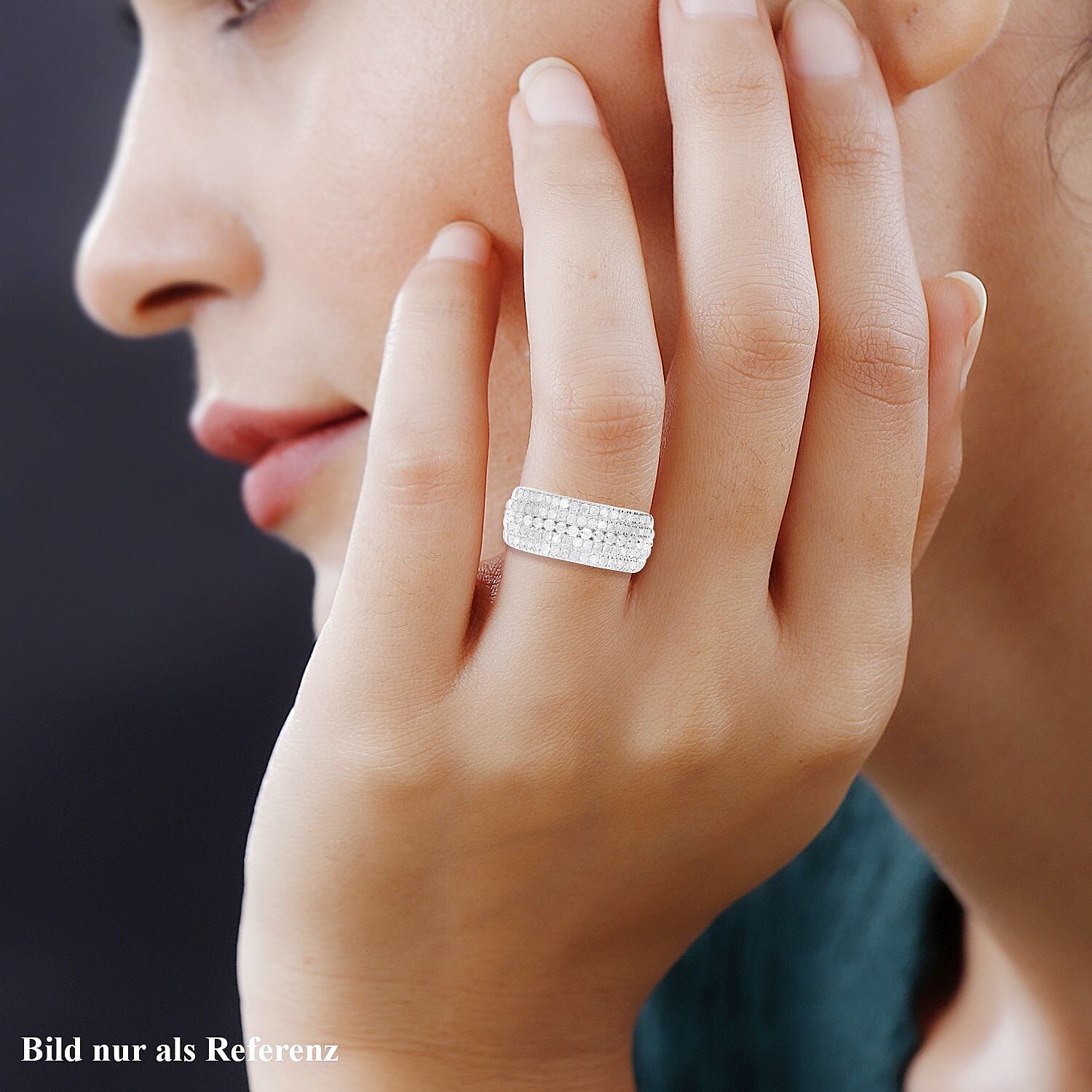 White Diamond 1.00 ctw Ring in Platinum Over Sterling Silver (Size 8.0)