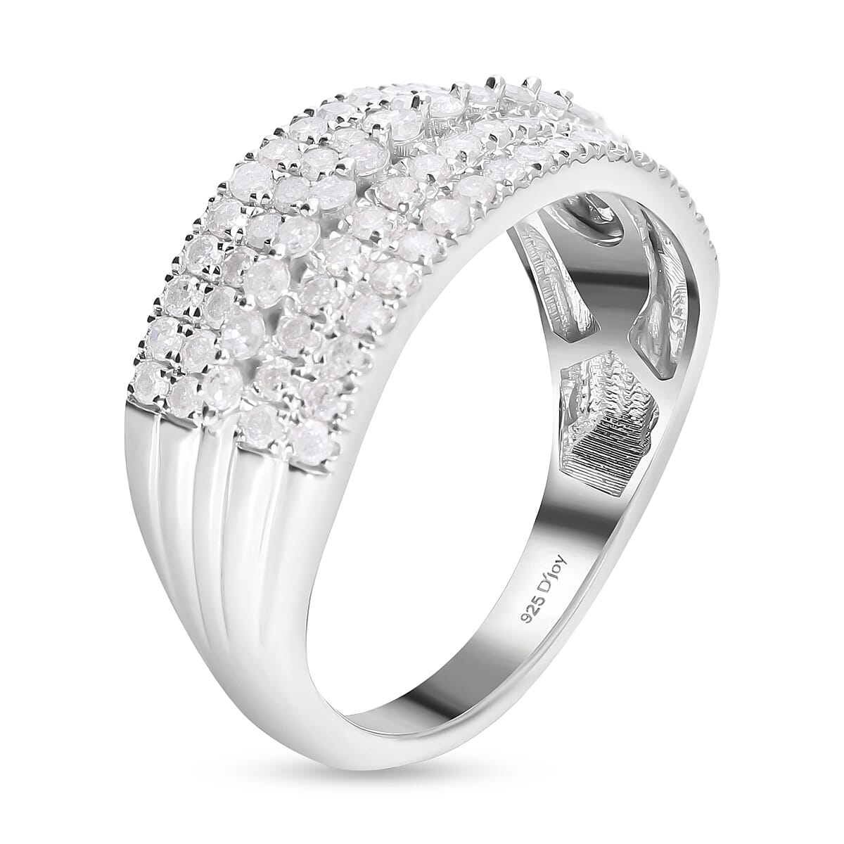 White Diamond 1.00 ctw Ring in Platinum Over Sterling Silver (Size 8.0)