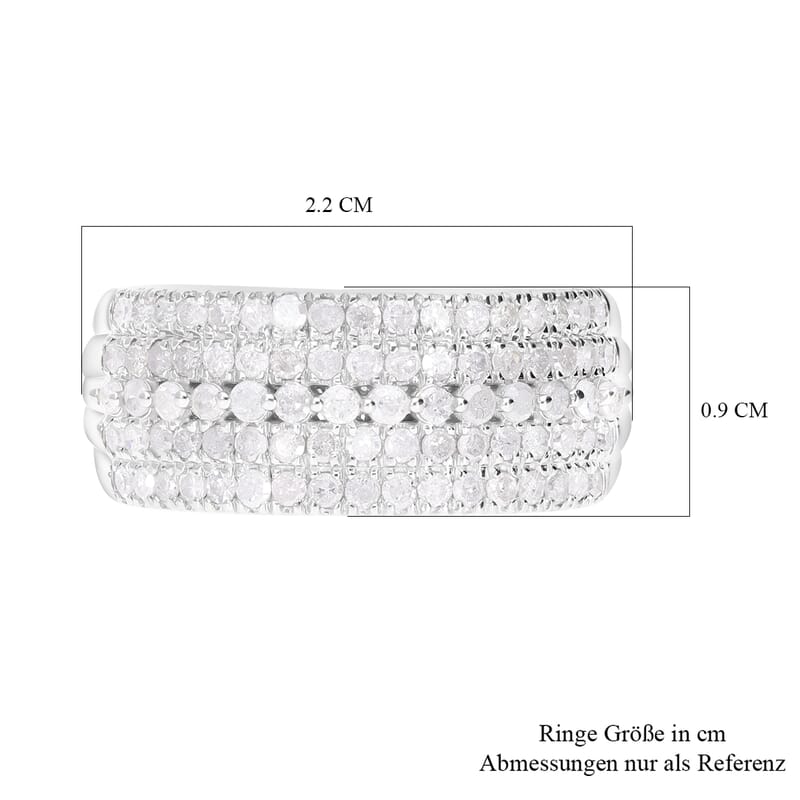 White Diamond 1.00 ctw Ring in Platinum Over Sterling Silver (Size 8.0)