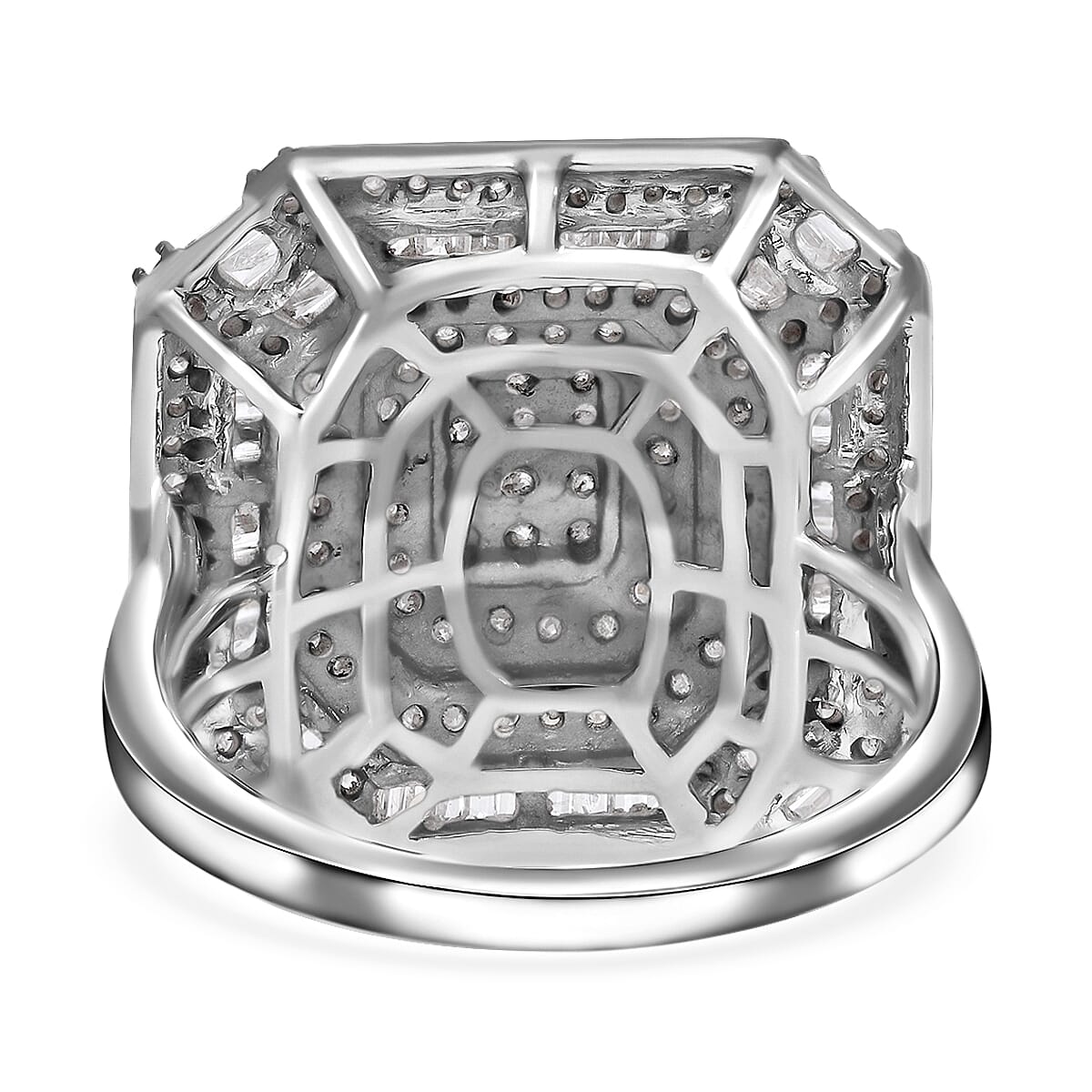 White Diamond 1.46 ctw Ring in Platinum Over Sterling Silver (Size 10.0)