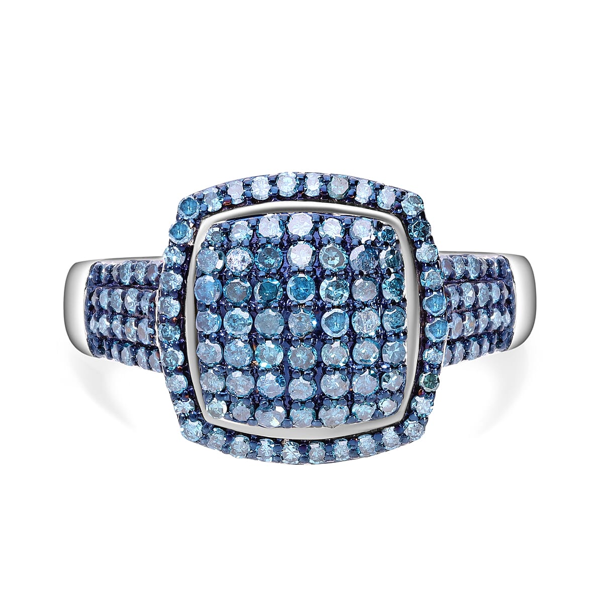 Blue Diamond 1.01 ctw Ring in Platinum Over Sterling Silver (Size 6.5)