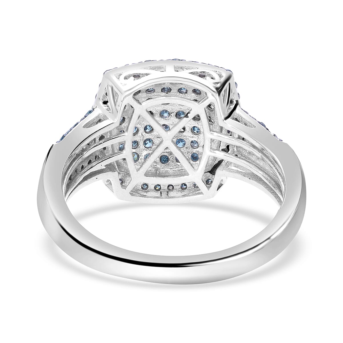 Blue Diamond 1.01 ctw Ring in Platinum Over Sterling Silver (Size 6.5)