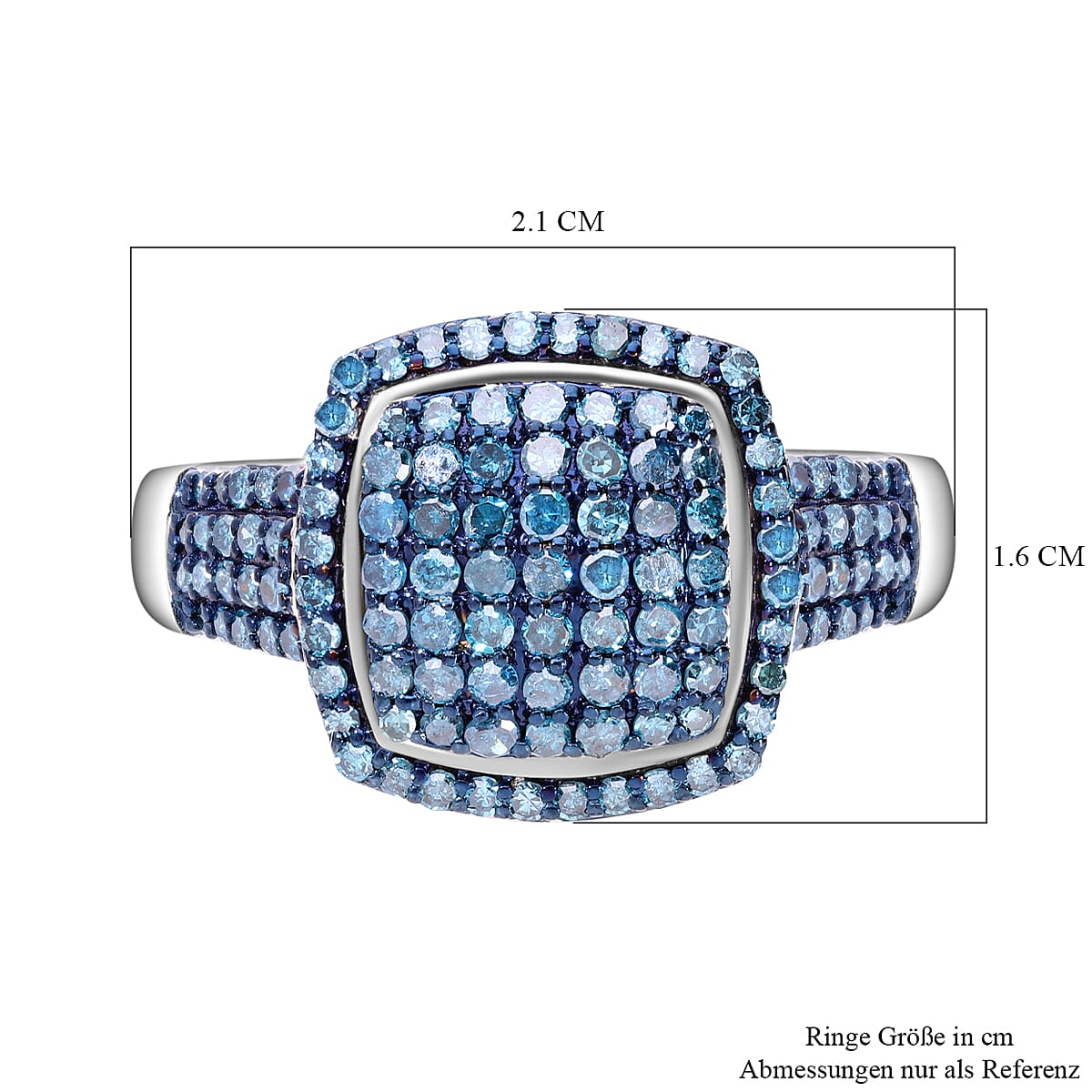 Blue Diamond 1.01 ctw Ring in Platinum Over Sterling Silver (Size 6.5)