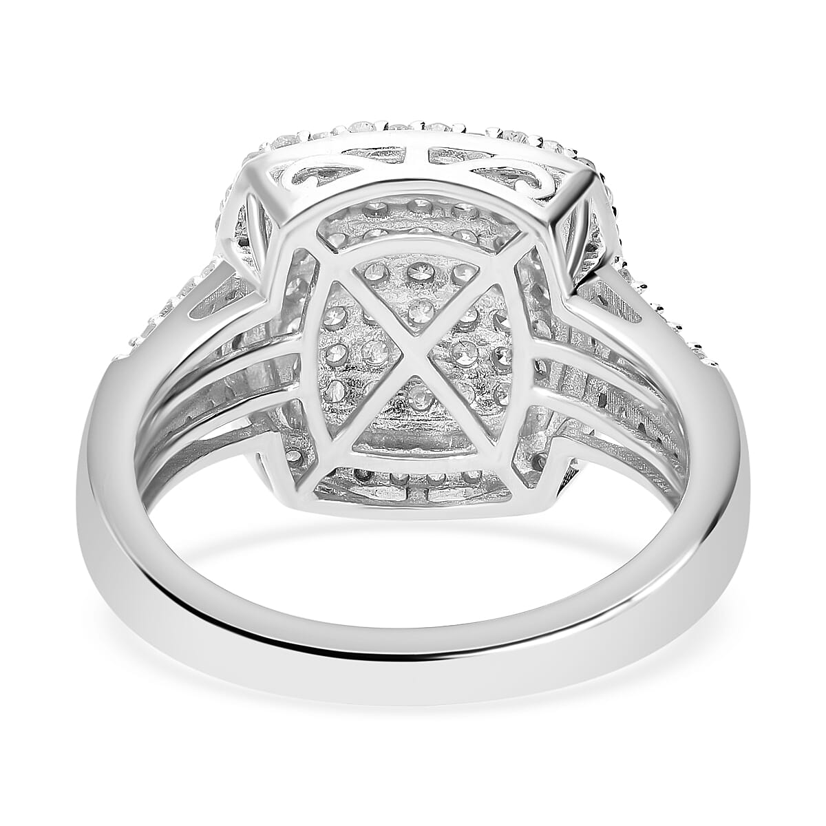Blue Diamond 1.01 ctw Ring in Platinum Over Sterling Silver (Size 6.5)
