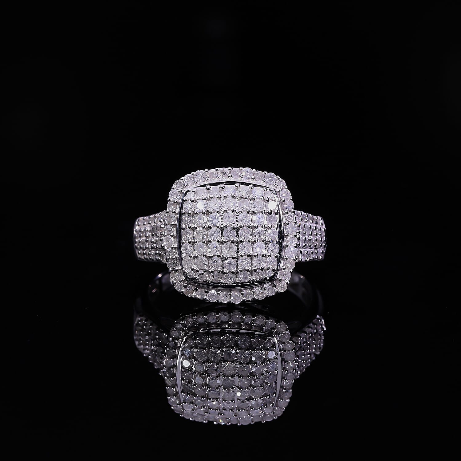 Blue Diamond 1.01 ctw Ring in Platinum Over Sterling Silver (Size 6.5)