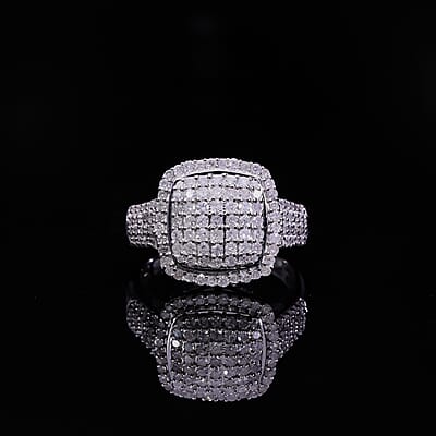 Blue Diamond 1.01 ctw Ring in Platinum Over Sterling Silver (Size 6.5)