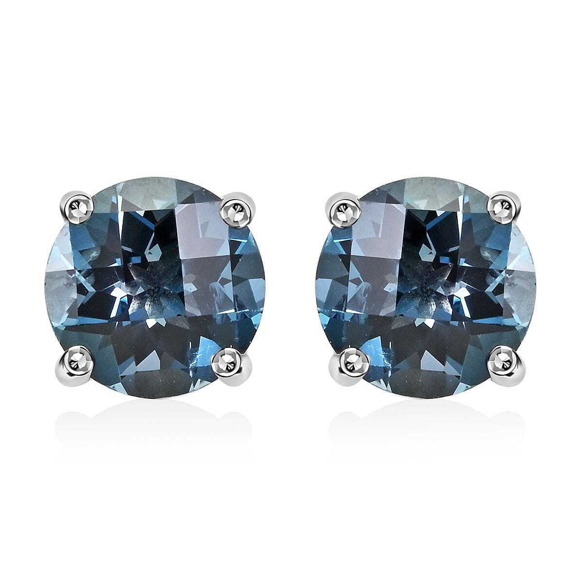 London Blue Topaz 5.00 ctw Solitaire Stud Earrings in Platinum Over Sterling Silver