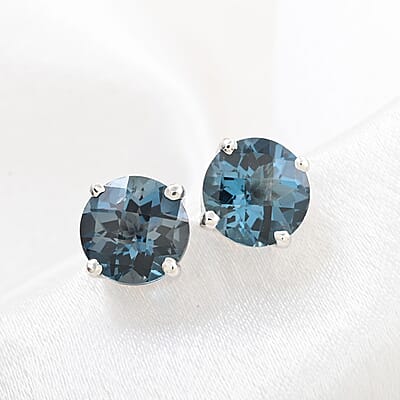 London Blue Topaz 5.00 ctw Solitaire Stud Earrings in Platinum Over Sterling Silver