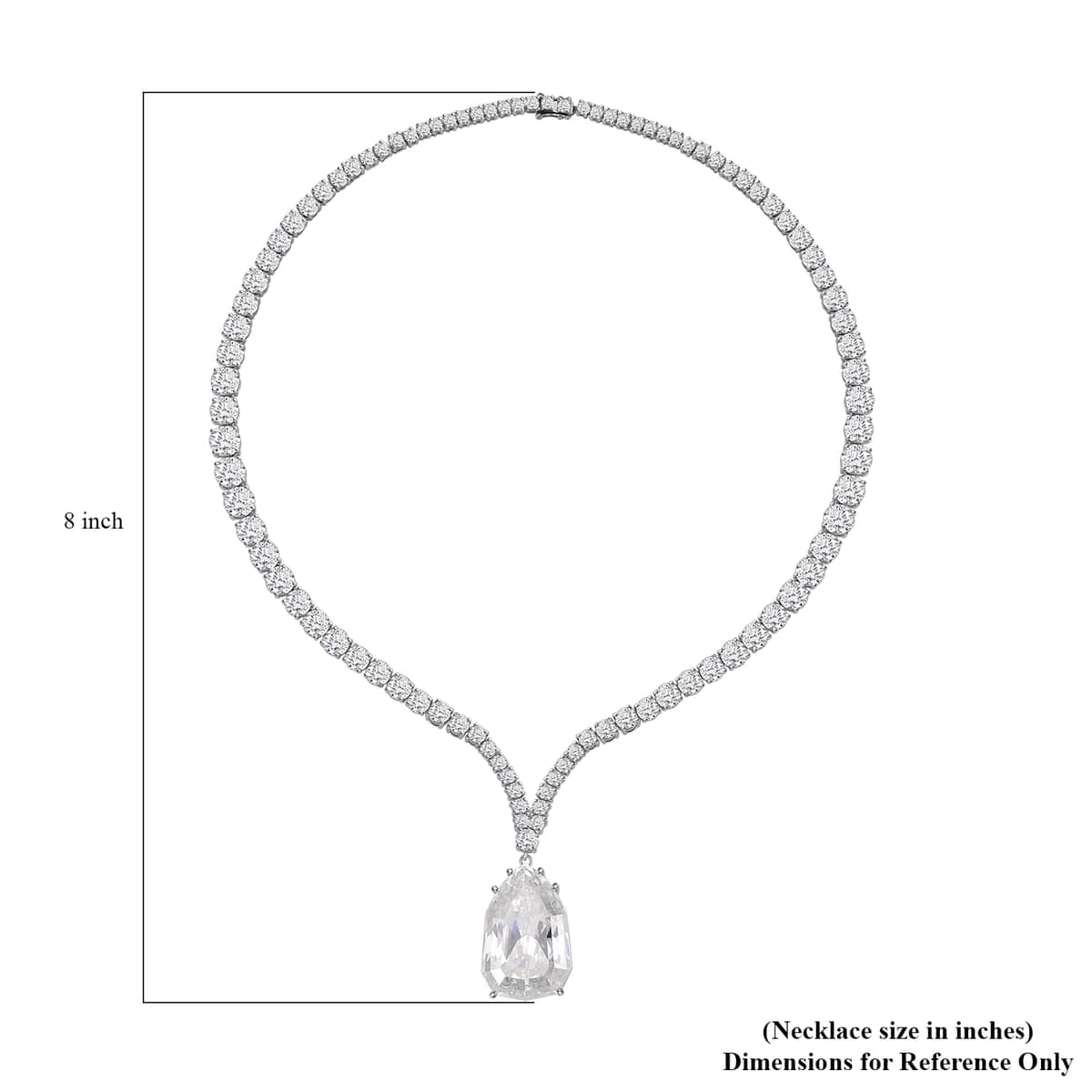 Moissanite Drop Necklace 18 Inches in Rhodium Over Sterling Silver 100.40 ctw image number 7