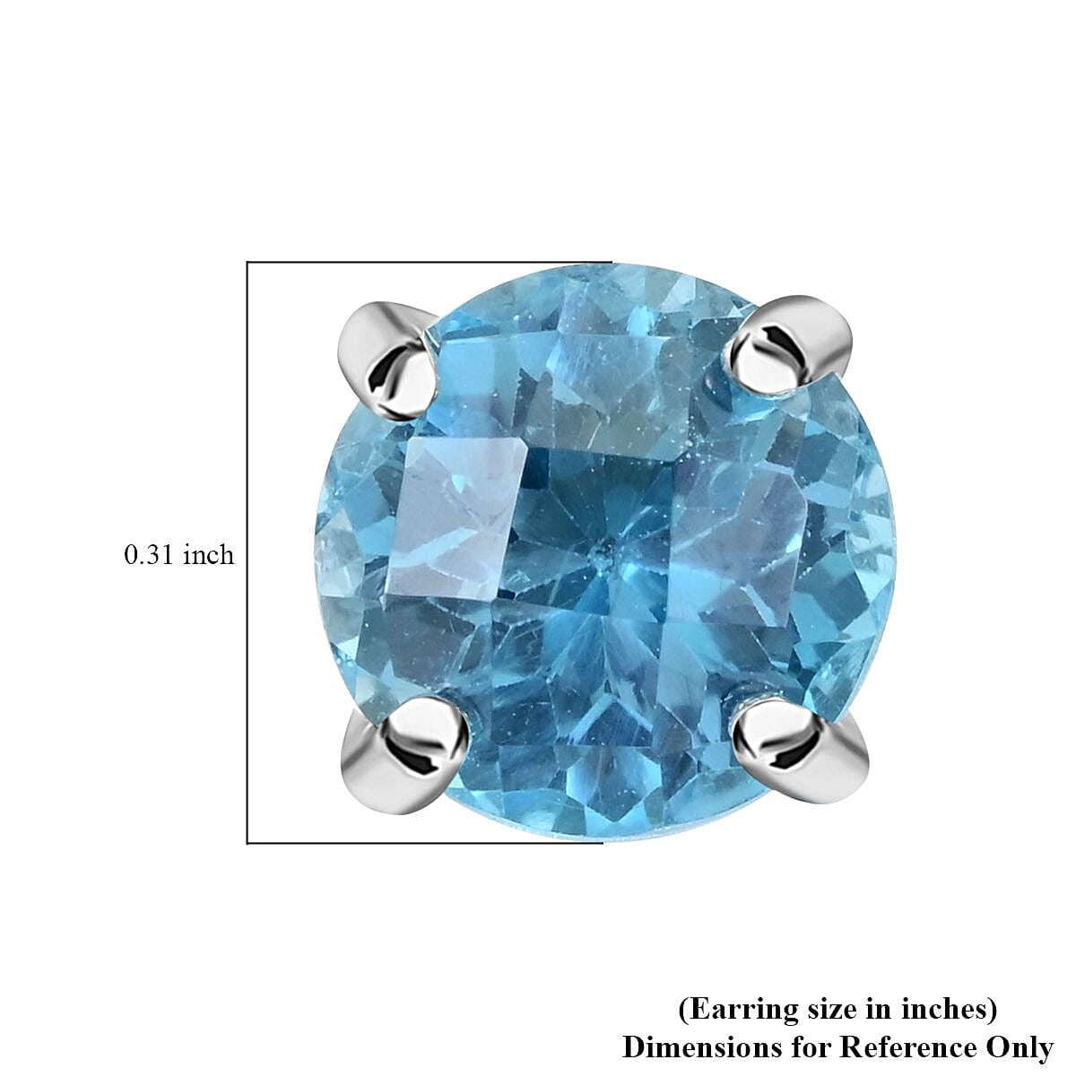Premium Swiss Blue Topaz Solitaire Stud Earrings in Platinum Over Sterling Silver 5.00 ctw
