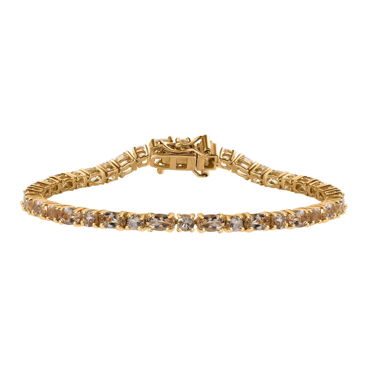 AAA Golden Imperial Topaz Tennis Bracelet in Vermeil Yellow Gold Over Sterling Silver (7.25 In) 9.60 ctw image number 0