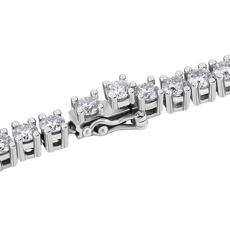 D'Joy Champagne and White Moissanite Drop Necklace 18 Inches in Rhodium Over Sterling Silver 99.65 ctw