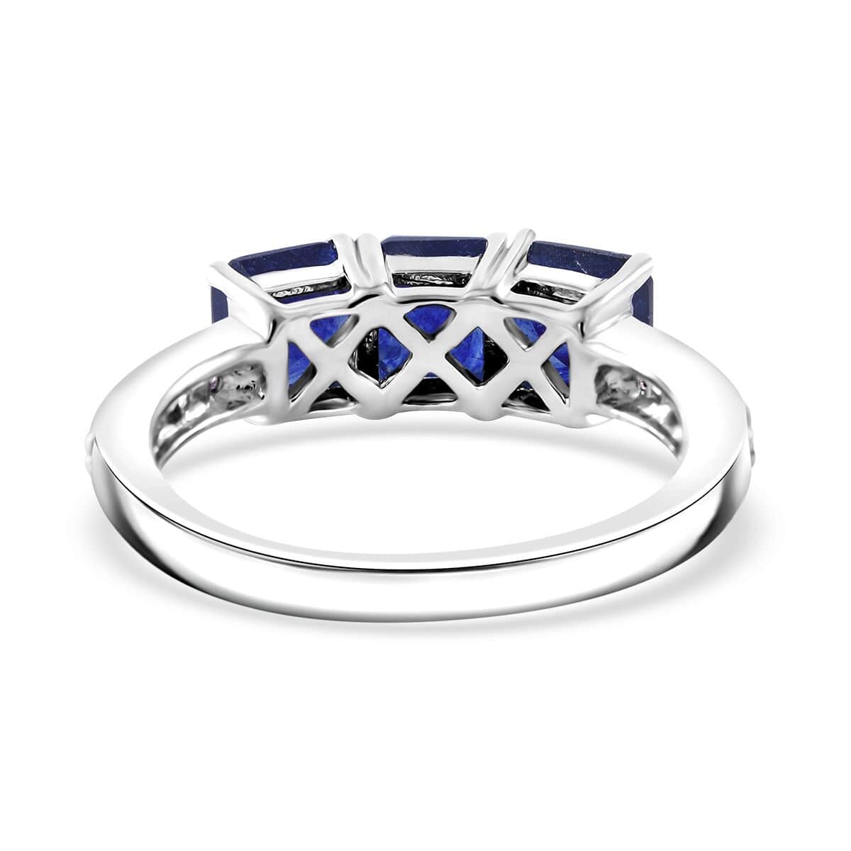 Premium Masoala Sapphire (D) and White Zircon Trinity Ring in Platinum Over Sterling Silver (Size 7.0) 3.15 ctw image number 3