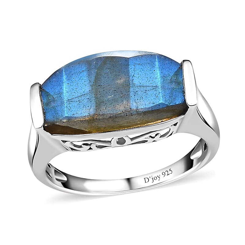 Malagasy Labradorite Solitaire Ring in Platinum Over Sterling Silver (Size 10.0) 5.90 ctw