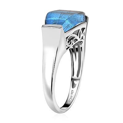 Malagasy Labradorite Solitaire Ring in Platinum Over Sterling Silver (Size 10.0) 5.90 ctw