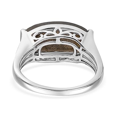 Malagasy Labradorite Solitaire Ring in Platinum Over Sterling Silver (Size 10.0) 5.90 ctw