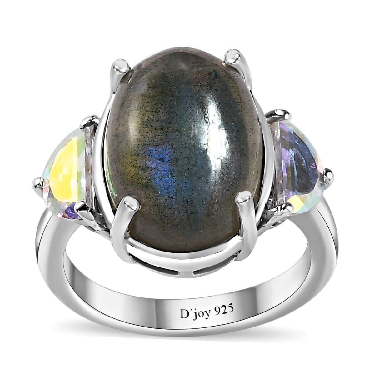 Malagasy Labradorite and Mercury Mystic Topaz Ring in Platinum Over Sterling Silver (Size 10.0) 7.50 ctw image number 0