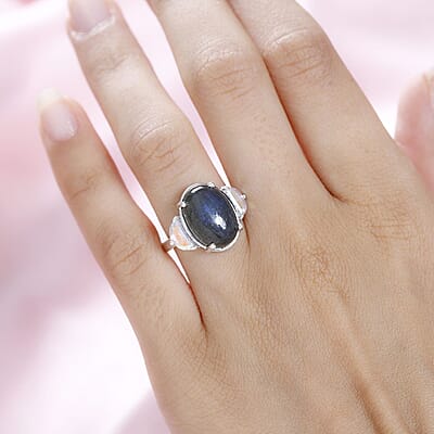 Malagasy Labradorite and Mercury Mystic Topaz Ring in Platinum Over Sterling Silver (Size 10.0) 7.50 ctw