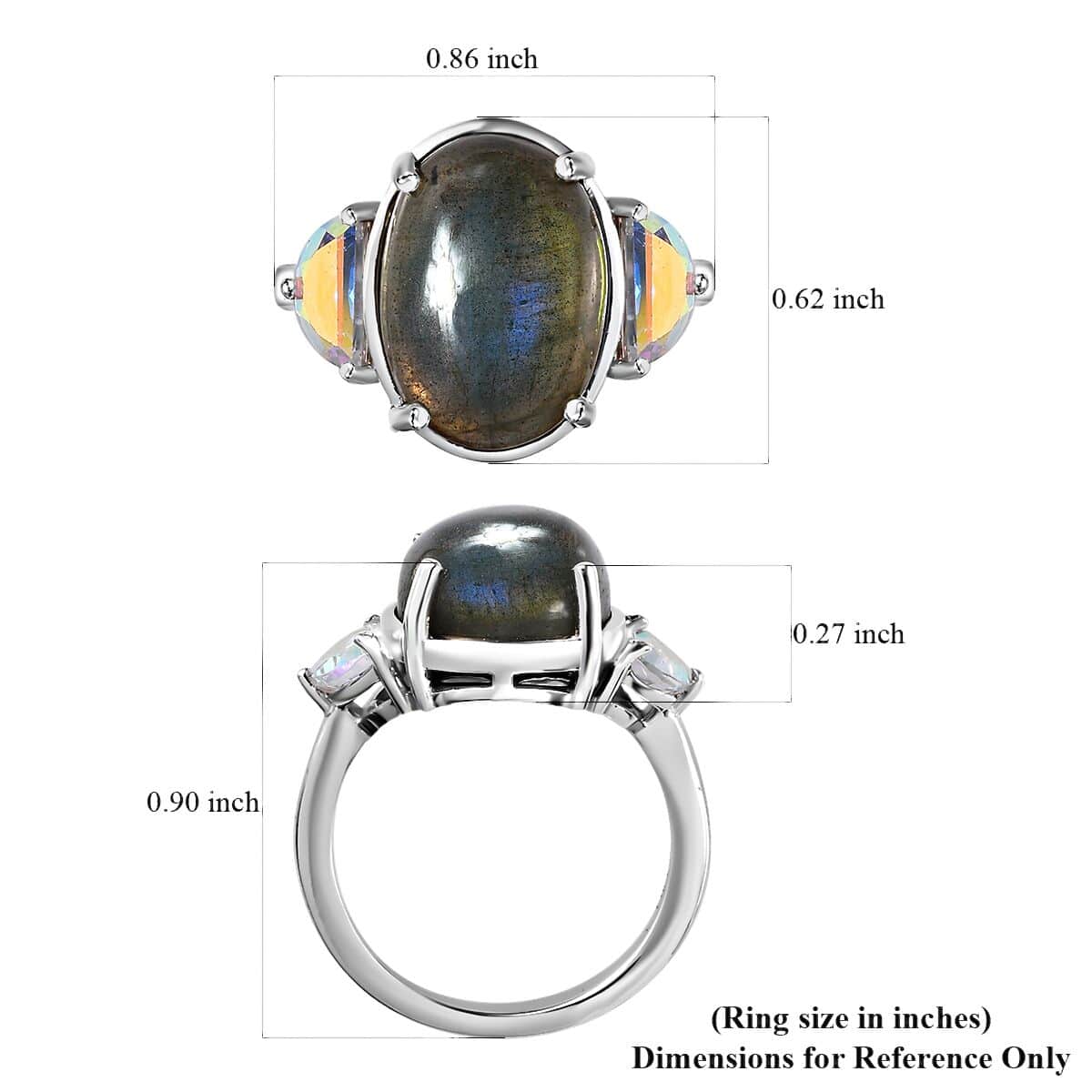 Malagasy Labradorite and Mercury Mystic Topaz Ring in Platinum Over Sterling Silver (Size 10.0) 7.50 ctw image number 6