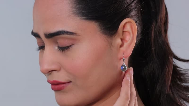 Malagasy Labradorite Solitaire Lever Back Earrings in Platinum Over Sterling Silver 6.75 ctw