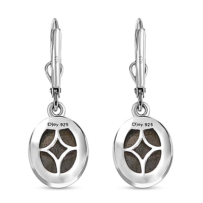Malagasy Labradorite Solitaire Lever Back Earrings in Platinum Over Sterling Silver 6.75 ctw