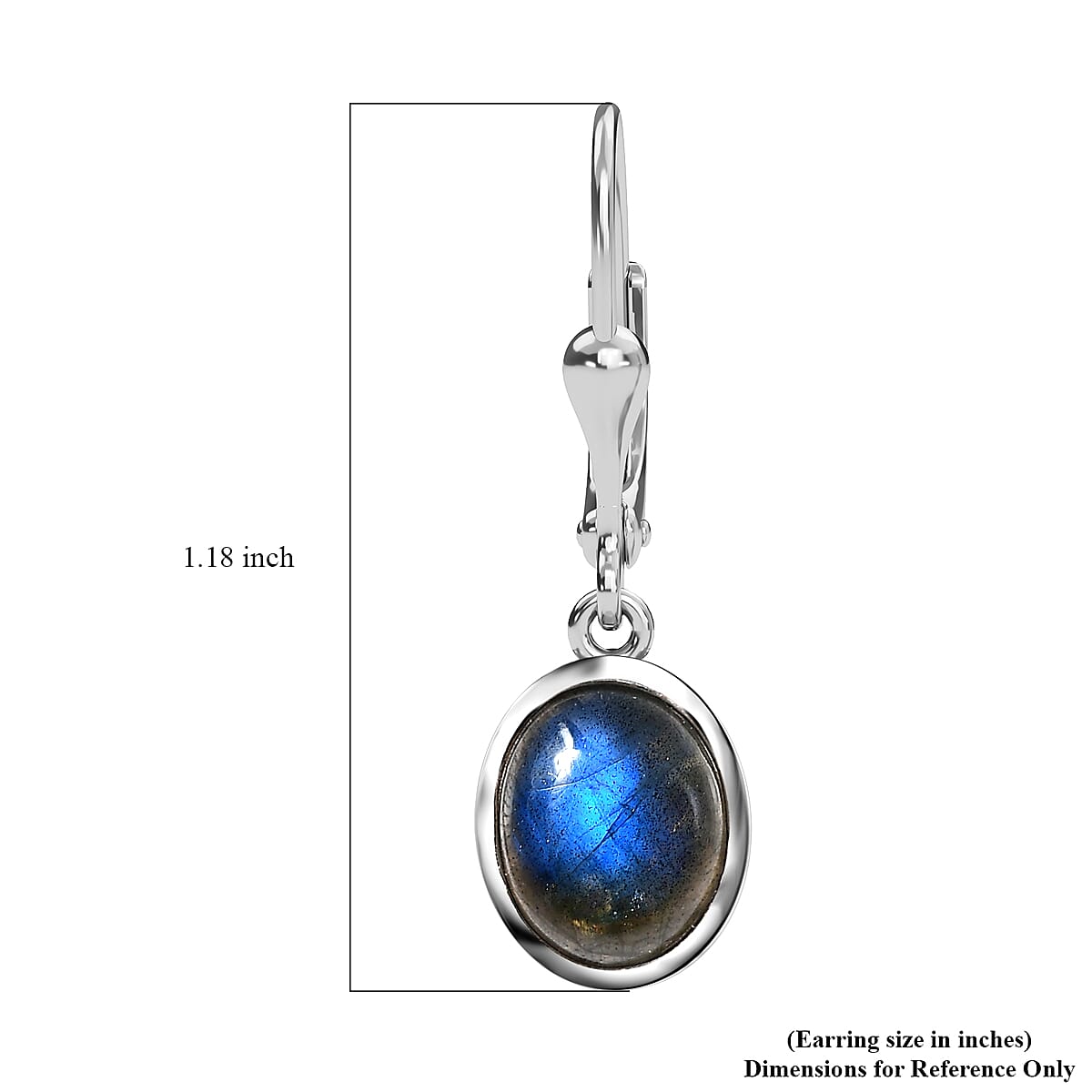 Malagasy Labradorite Solitaire Lever Back Earrings in Platinum Over Sterling Silver 6.75 ctw image number 5