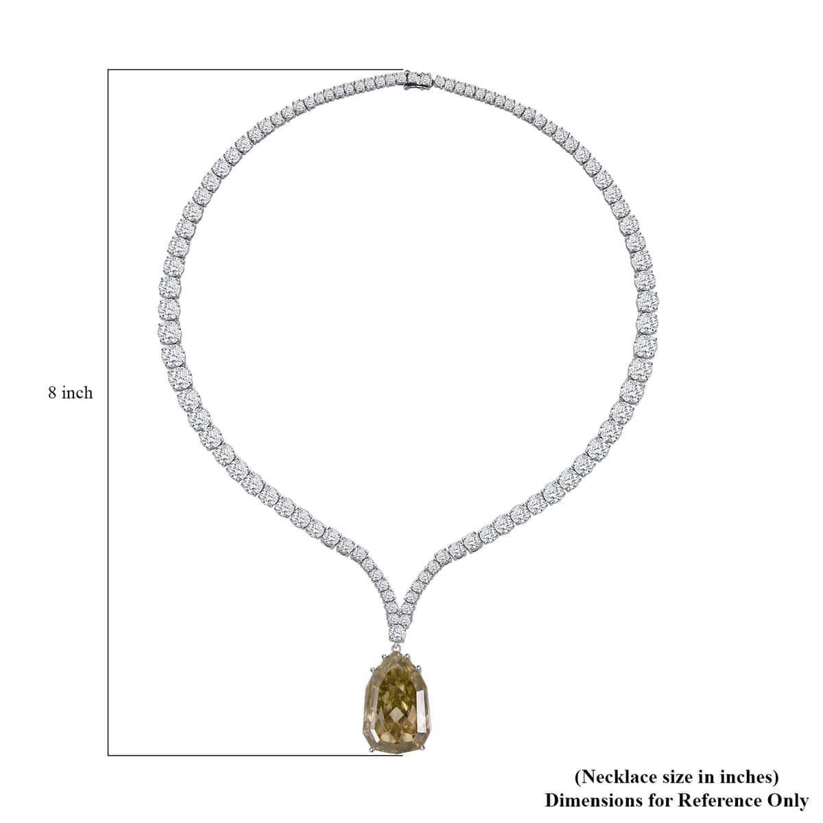 Yellow and White Moissanite Drop Necklace 18 Inches in Rhodium Over Sterling Silver 103.80 ctw image number 7